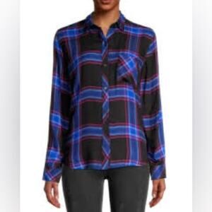 RAILS Hunter Navy Cobalt Pink Plaid Shirt Size Small